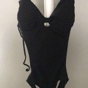 Black open back monokini
